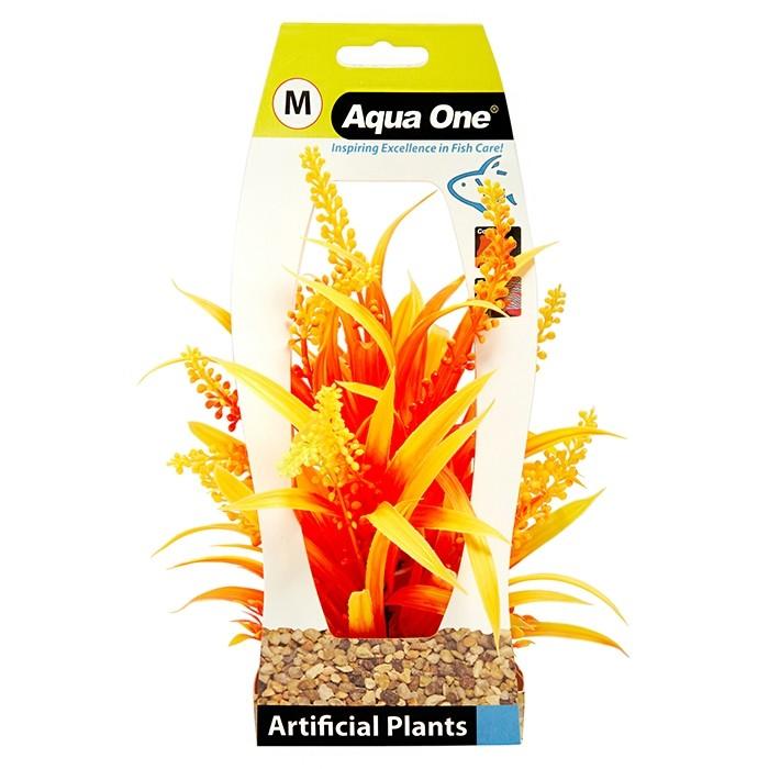 Aqua One Gravel Base Cabomba Plastic Plant Orange Medium - PetBuy