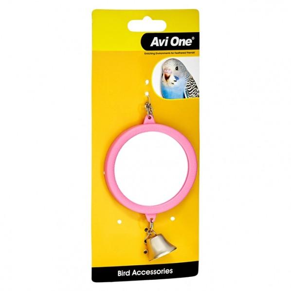Avi One Acrylic Mirror with Bell Bird Toy - PetBuy