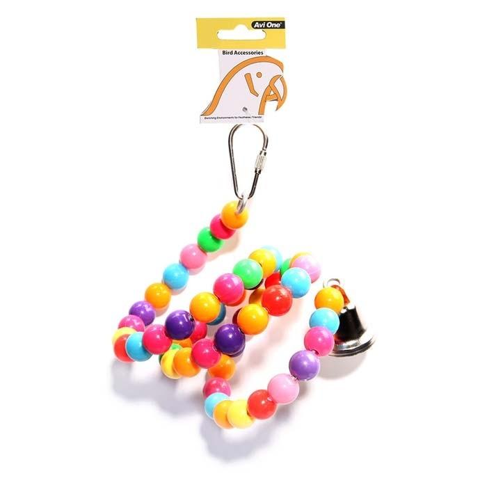 Avi One Bird Toy Coloured Beads Twister Bell 72cm - PetBuy
