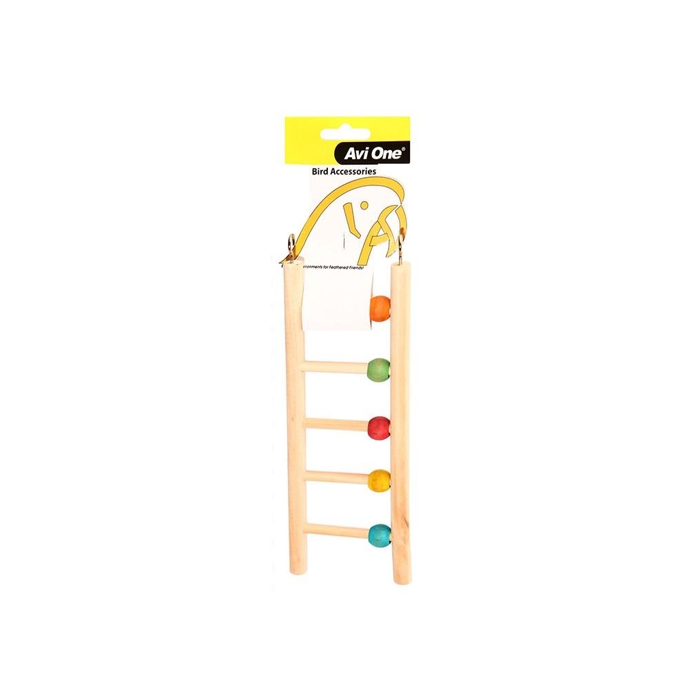Avi One Bird Toy Wooden Ladder 5 Rung with beads - PetBuy