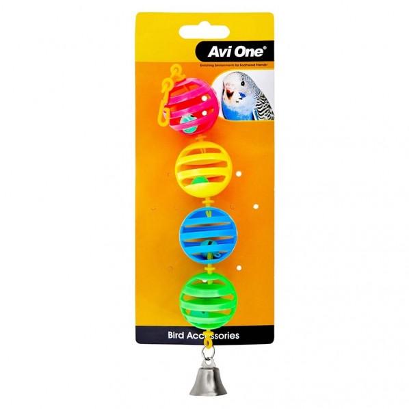 Avi One Geo Balls with Bell Bird Toy - PetBuy