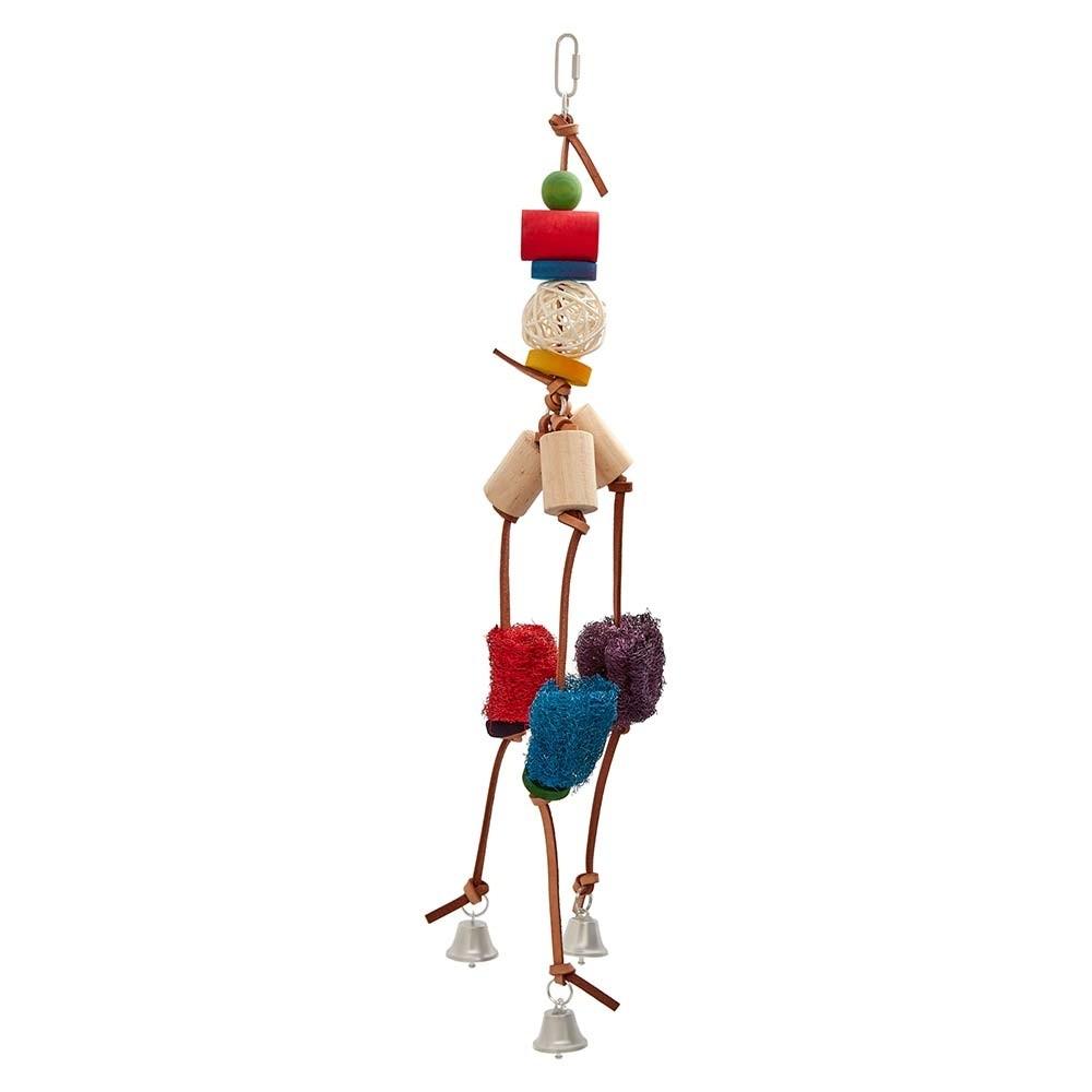 Avi One Leather Mobile with Loofah & Wicker Balls Bird Toy - PetBuy