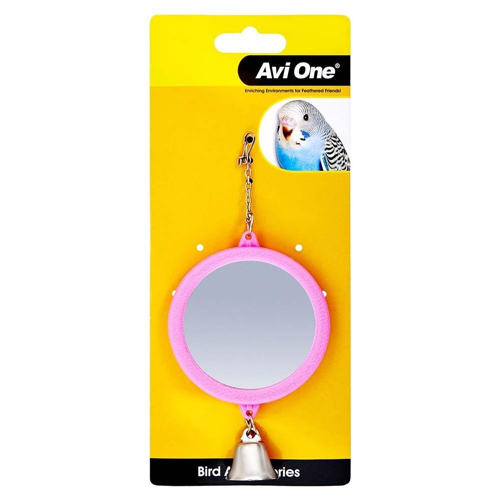 Avi One Round Mirror with Bell Bird Toy - PetBuy