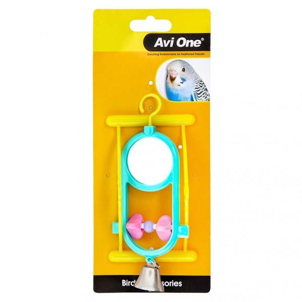 Avi One Round Mirror with Geo Beads Bird Toy - PetBuy