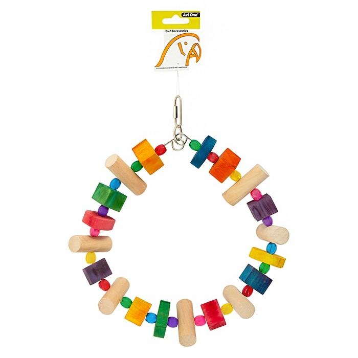 Avi One Wooden Ring with Acrylic Beads Bird Toy - PetBuy