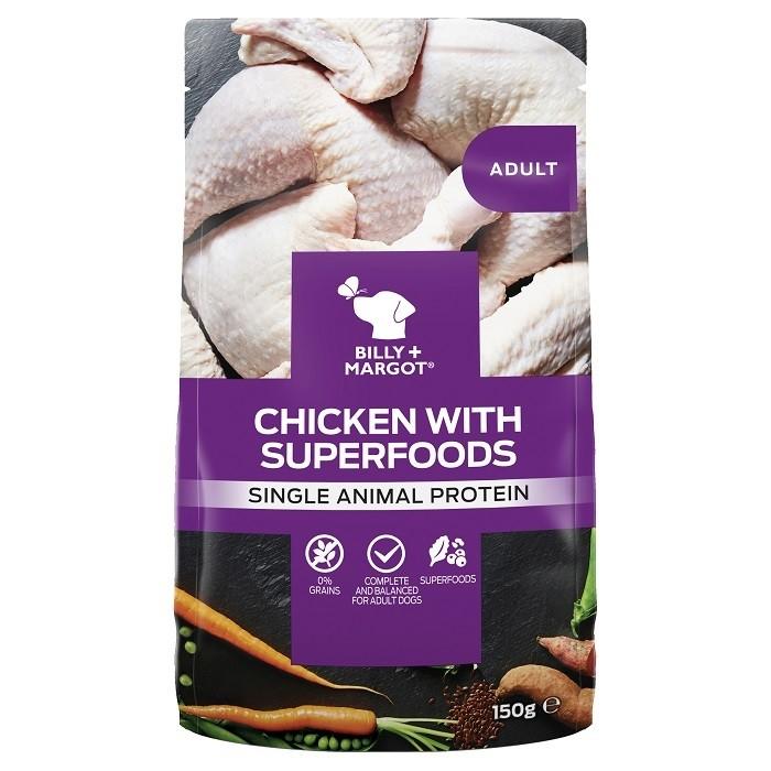 Billy & Margot Chicken Superfoods Adult Dog Pouch 150gx12 - PetBuy