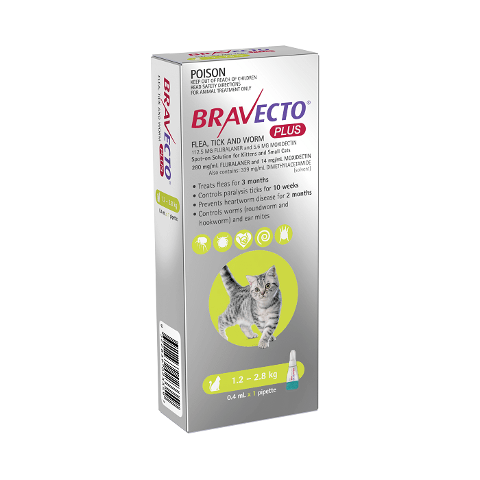 Bravecto Plus all-in-one for Small Cats 1.2- 2.8kg 1Pack - PetBuy