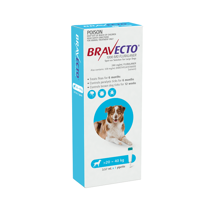 Bravecto Spot-on for Large Dogs - 20kg - 40kg 1Pk - 6 months - PetBuy