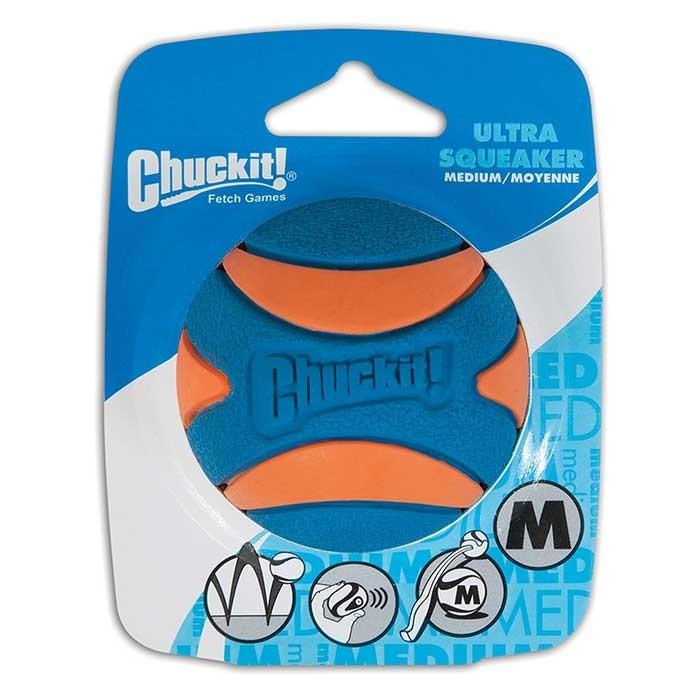 Chuckit Ultra Squeaker Ball 1 Pack Dog Toy Orange Medium - PetBuy
