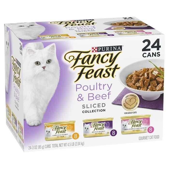 Fancy Feast Classic Poulty & Beef Sliced Cat Food Can 85gx24 - PetBuy
