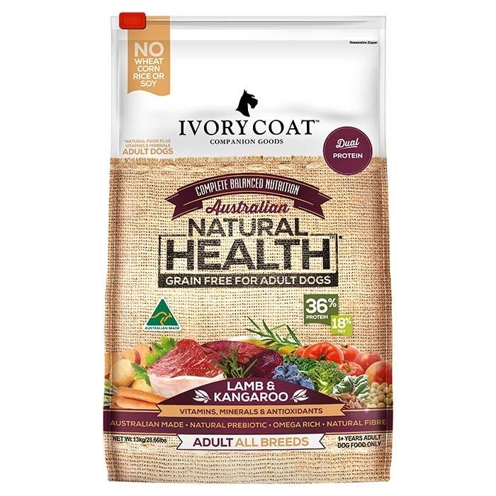 Ivory Coat Grain Free Lamb & Roo Adult Dog Food 13kg - PetBuy