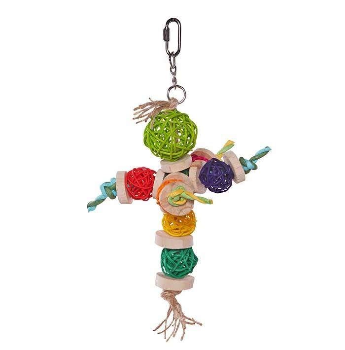 Kazoo Colourful Wicker Balls With Decoration Bird Toy Small - PetBuy