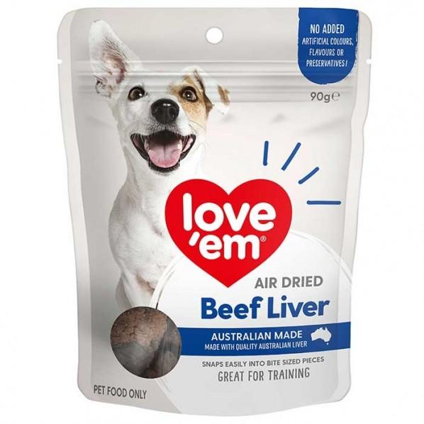 Love Em Air Dried Beef Liver Dog Treat 90g - PetBuy