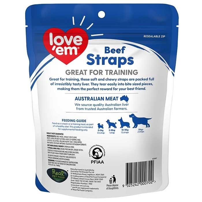Love Em Beef Straps Dog Treat 150g - PetBuy