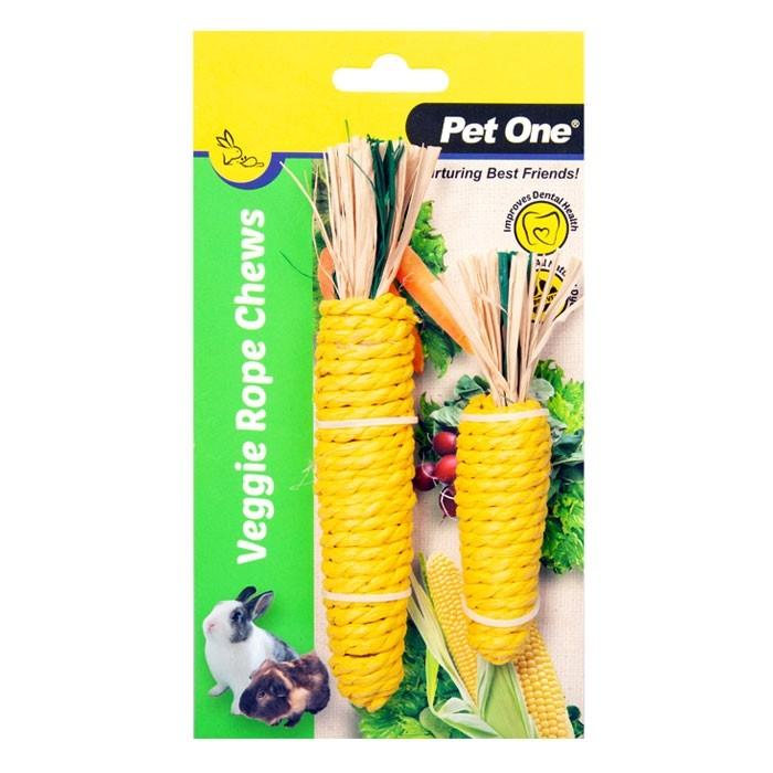 Pet One Veggie Rope Small Animal Chw Corns Sm - Med 2Pk - PetBuy