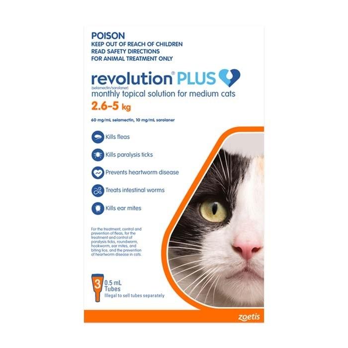 Revolution Plus Medium Cat Flea,Tick & Worm Pipette 3 Pack - PetBuy