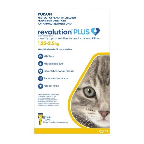 Revolution Plus Small Cat & Kitten Cat Flea, Tick & Worm 3 Pack - PetBuy