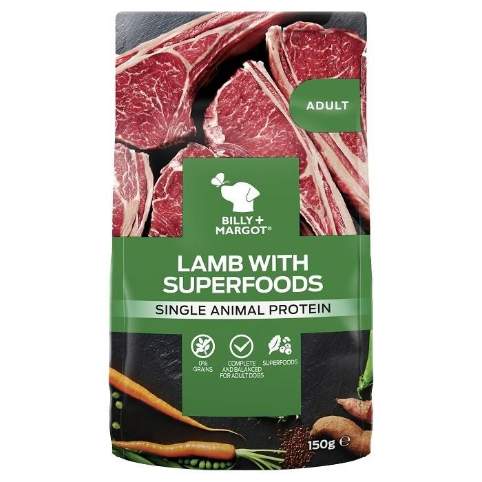 Billy & Margot Lamb Superfoods Adult Dog Pouch 150g - PetBuy