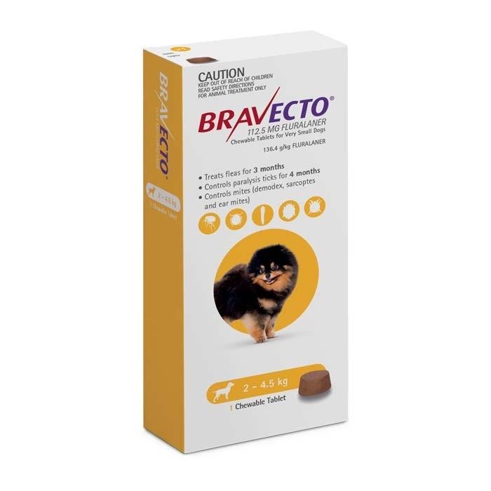 Bravecto Chew for Very Small Dogs 3 month pack - 2.8 to 4.5kg - PetBuy