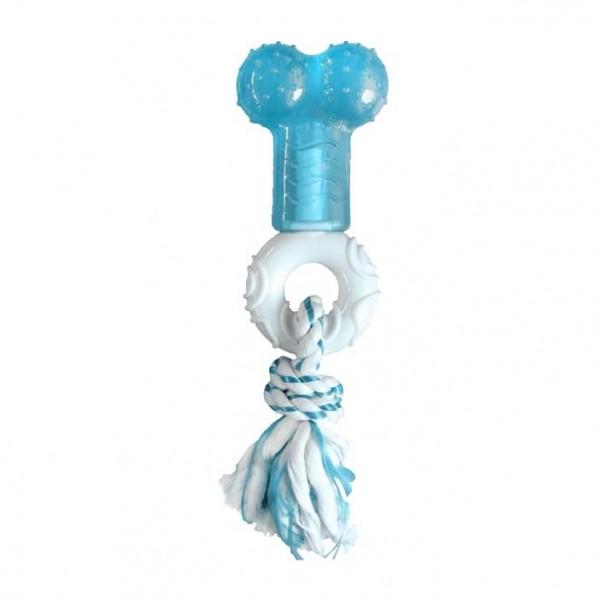 Canine Clean Peppermint Dental Rope Bone Chew Dog Toy Blue - PetBuy