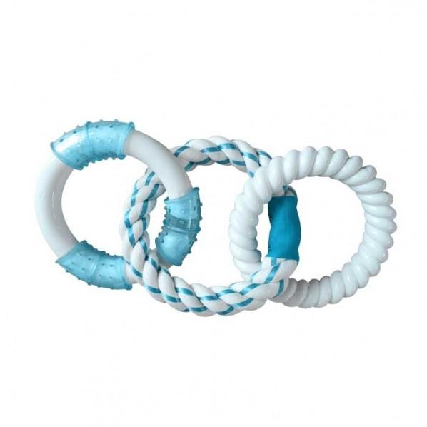 Canine Clean Peppermint Dental Triple Ring Chew Dog Toy Blue - PetBuy