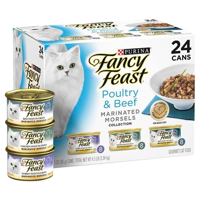 Fancy Feast Classic Poultry & Beef Marinated Morsels Cat Food Can 85gx24 - PetBuy