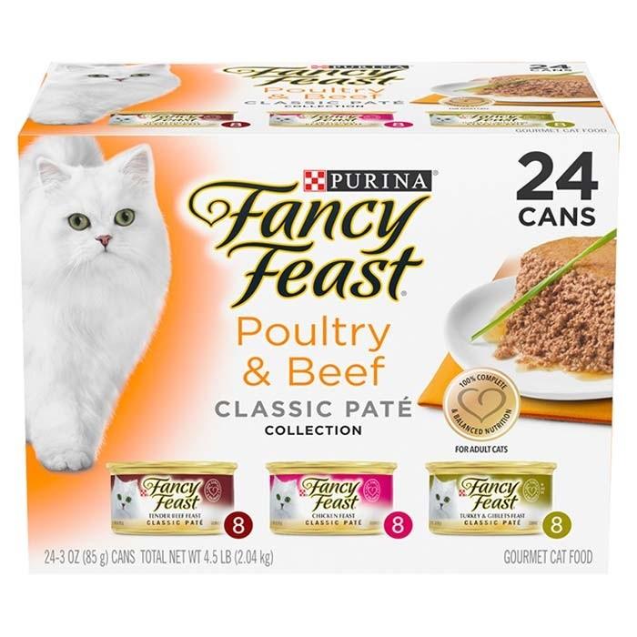 Fancy Feast Classic Poultry & Beef Pate Cat Food Can 85gx24 - PetBuy