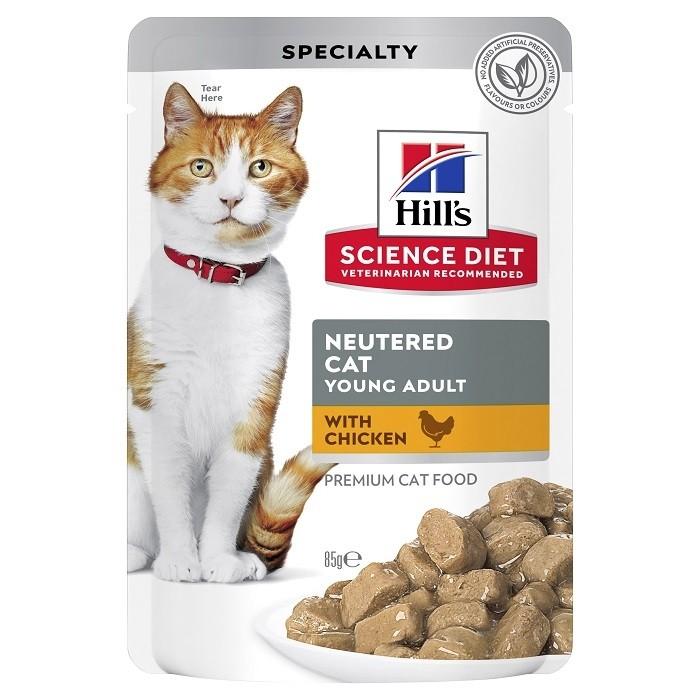Hill's Science Diet Chicken Neutered Adult Cat Wet Pouch 85g x12 - PetBuy