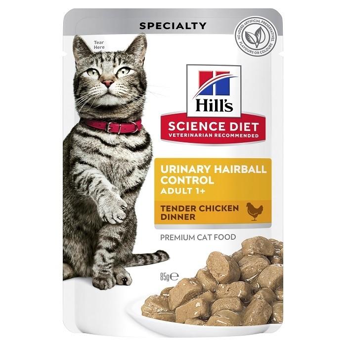 Hill's Science Diet Urinary Hairball Control Chicken Adult Cat Wet Pouch 85g x12 - PetBuy