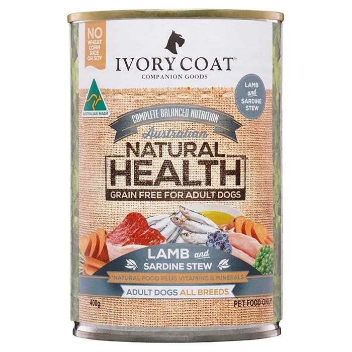 Ivory Coat Grain Free Lamb & Sardine Adult Dog Can 400gx12 - PetBuy