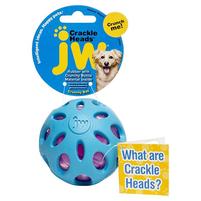 JW Crackle Heads Rubber Ball Dog Toy Medium - PetBuy
