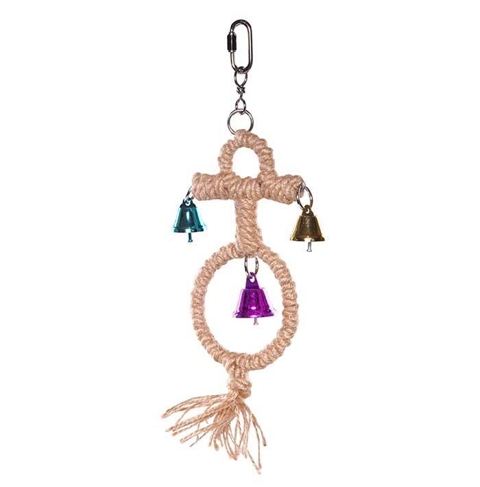 Kazoo Round Rope Anchor With Bells Bird Toy Small - PetBuy