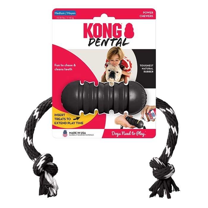 KONG Extreme Dental With Rope Dog Toy Black Medium - PetBuy