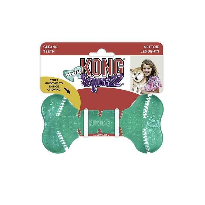 KONG Squeezz Dental Bone Dog Toy Mint Medium - PetBuy