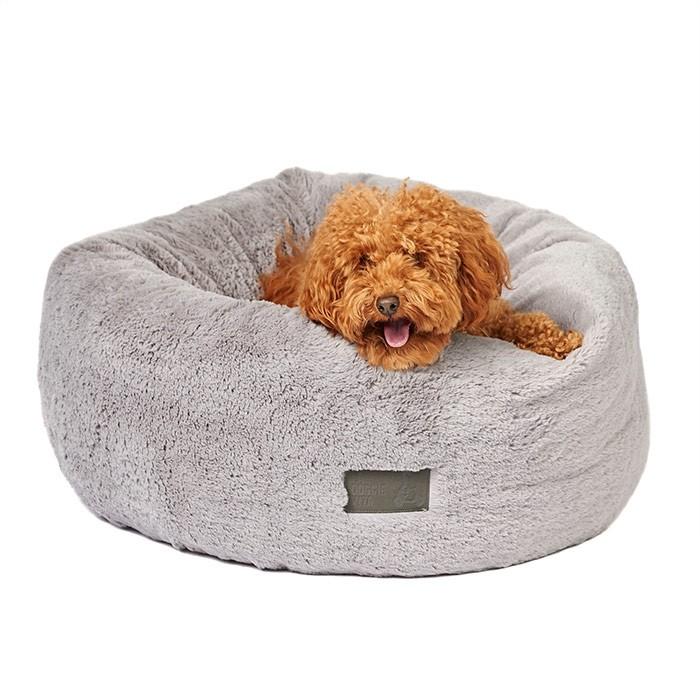 La Doggie Vita Plush Donut Dog Bed Grey Large - PetBuy