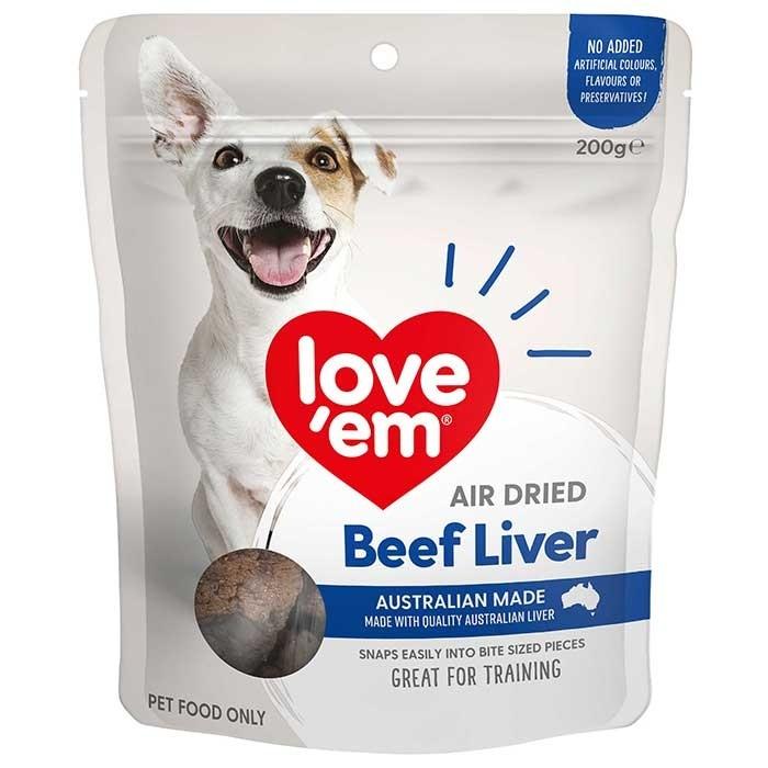 Love Em Air Dried Beef Liver Dog Treat 200g - PetBuy