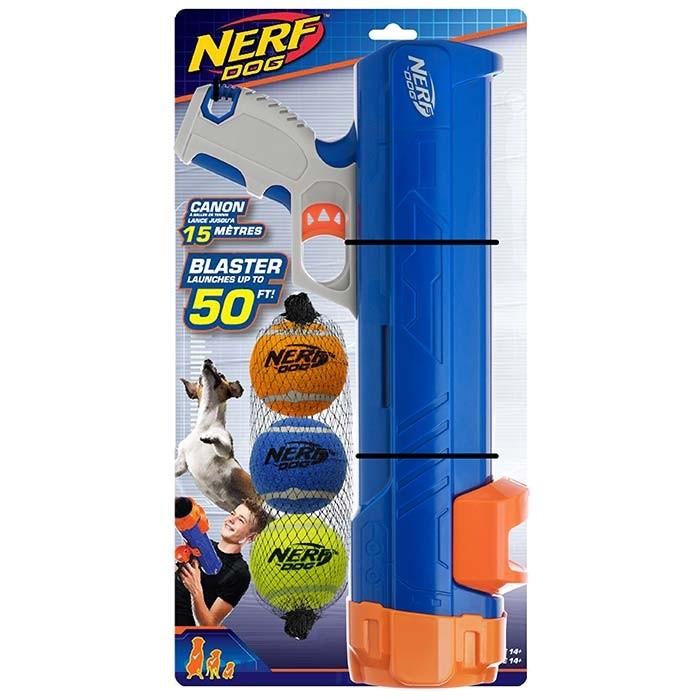 Nerfpet Blaster & Tennis Ball Set Puppy Toy Blue 30cm - PetBuy