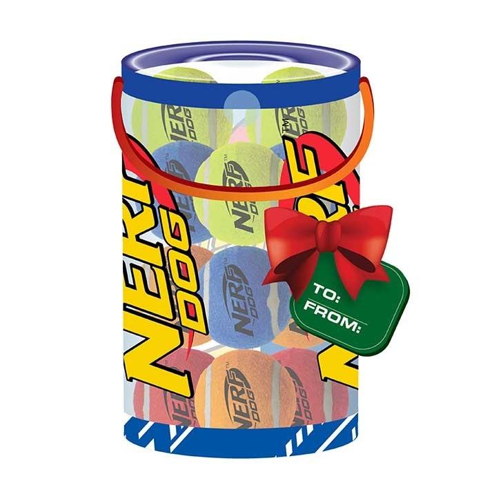 Nerfpet Tennis Balls In Bucket Dog Toy Multi 15 Pack - PetBuy