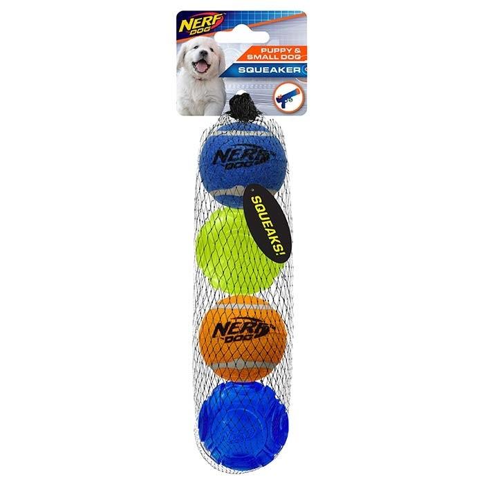 Nerfpet Tennis & Sonic Ball Puppy Toy Assorted 5cm 4 Pack - PetBuy