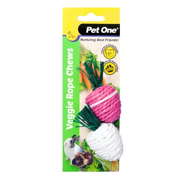 Pet One Veggie Rope Small Pet Toy White and Pink Twin Pack - PetBuy