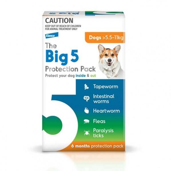 The Big 5 Medium 5.5-11kg Dog Flea Tick & Worm Chew 6 Pack - PetBuy